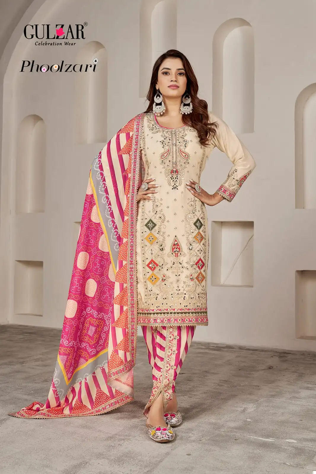 Gulzar Phoolzari Premium Fiber Chinnon Wholesale Designer Salwar Suit Catalog - Image 4