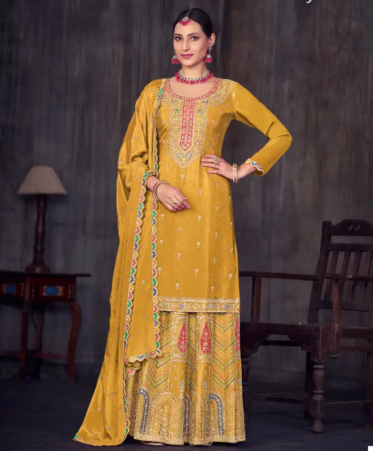 Radha Trendz Ghoomar Heavy Premium Chinon Wholesale Designer Readymade Salwar Suit Catalog