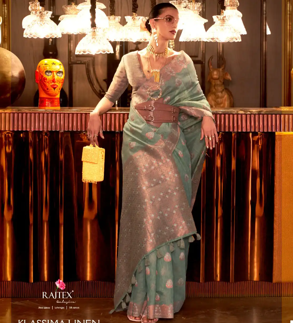 Rajtex 316000 Series Pure Linen Wholesale Fancy Sarees Catalog