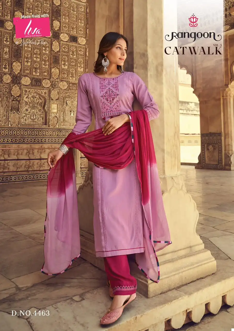 Rangoon Catwalk Vo 5 Heavy Rayon Wholesale Readymade Salwar Suit Catalog - Image 3