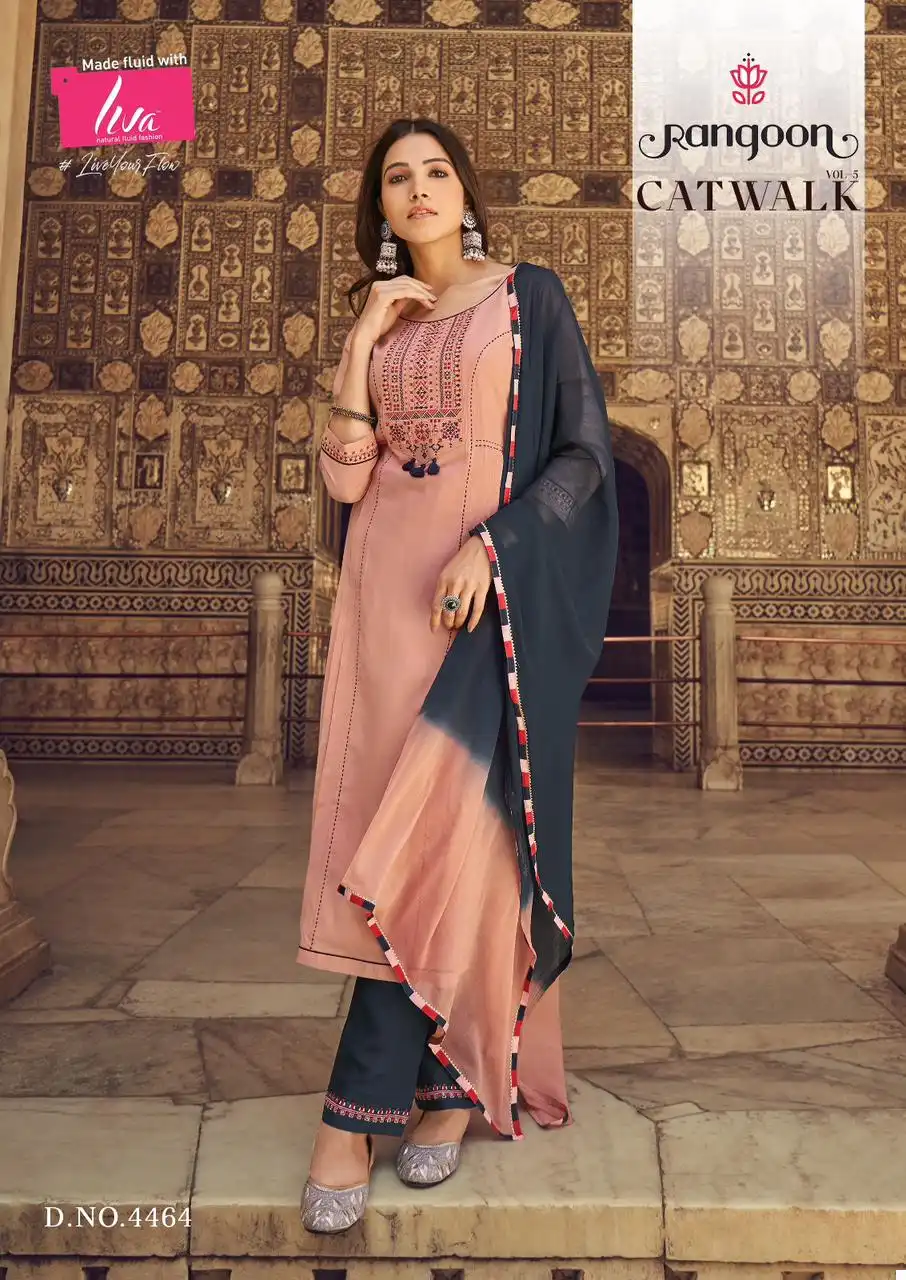 Rangoon Catwalk Vo 5 Heavy Rayon Wholesale Readymade Salwar Suit Catalog - Image 5