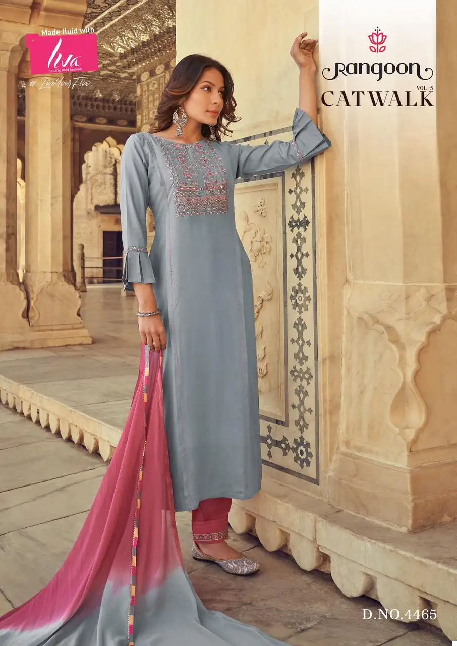 Rangoon Catwalk Vo 5 Heavy Rayon Wholesale Readymade Salwar Suit Catalog - Image 6