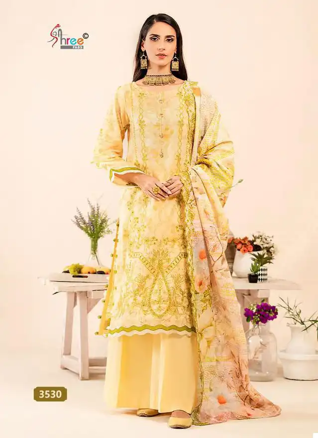 Shree Fab Sana Safinaz Chikankari Collection Vol04 Pure Cotton Wholesale Pakistani Salwar Suit Catalog - Image 4