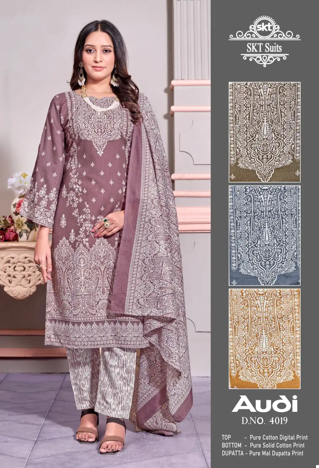 Skt Suits Audi Pure Cottan Wholesale Salwar Suit Catalog - Image 3