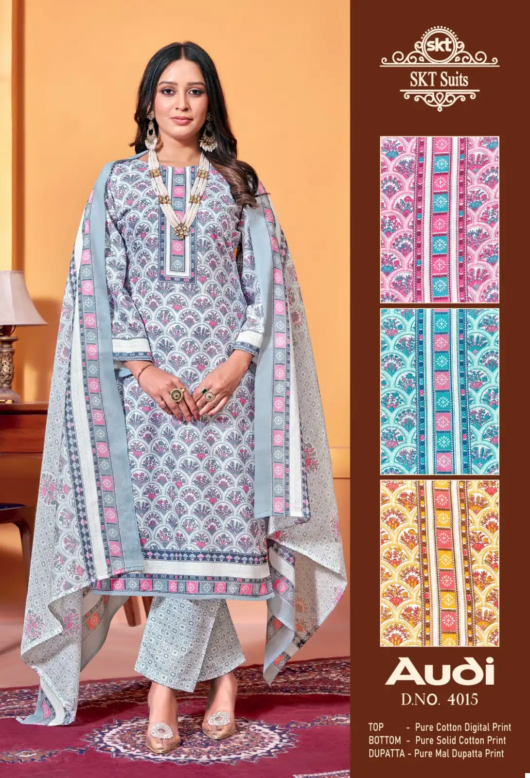 Skt Suits Audi Pure Cottan Wholesale Salwar Suit Catalog - Image 4