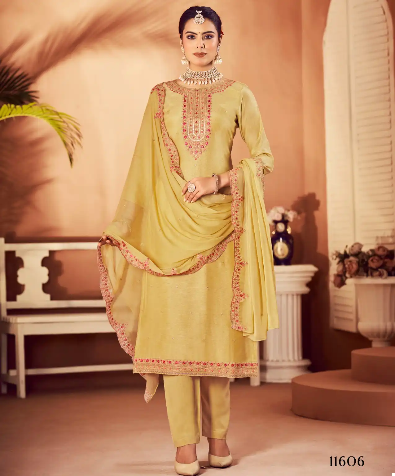 Triple Taani Pure Muslin Wholesale Fancy Salwar Suit Catalog