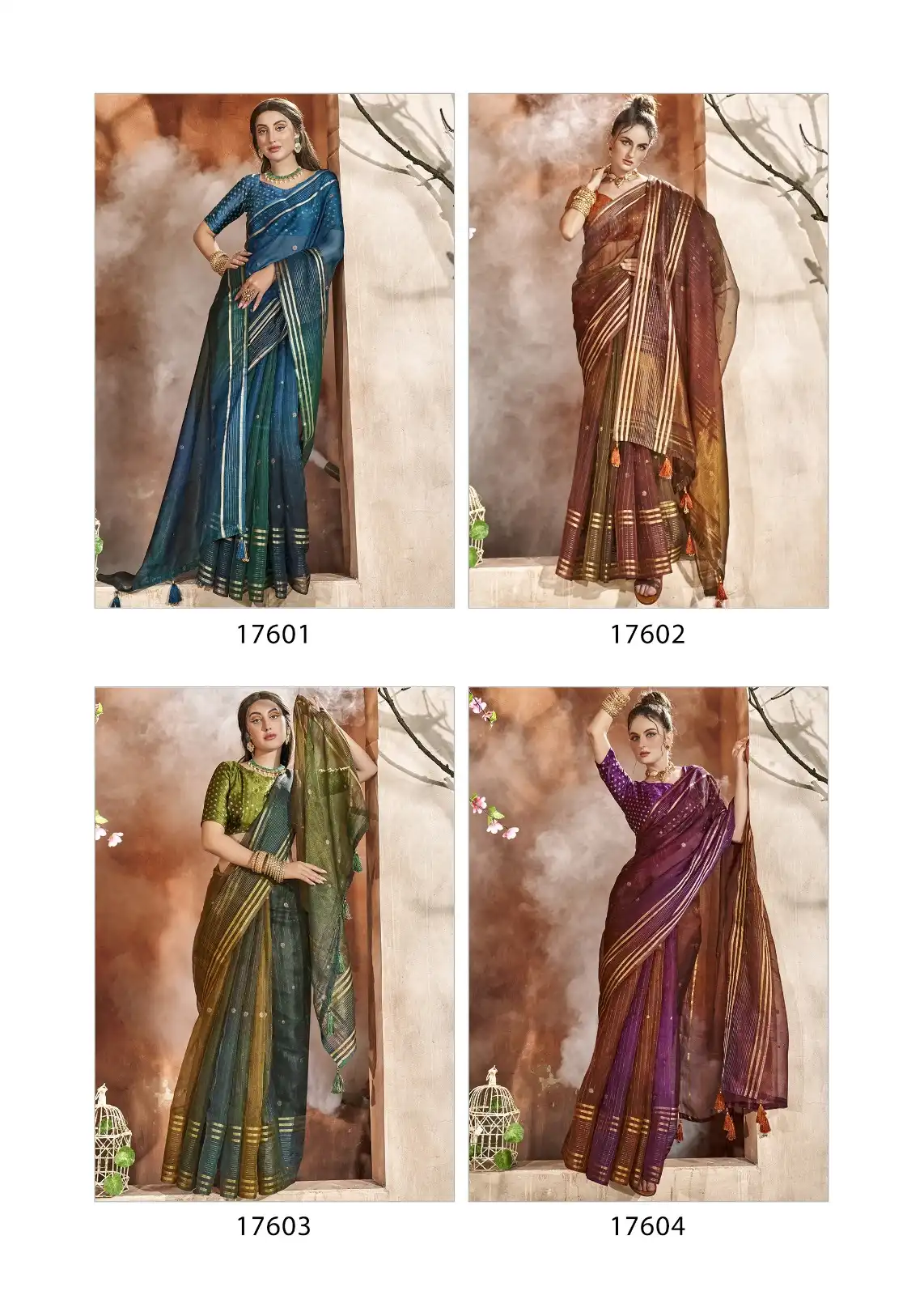 Triveni Climbing Organza Wholesale Sarees Catalog - Image 9