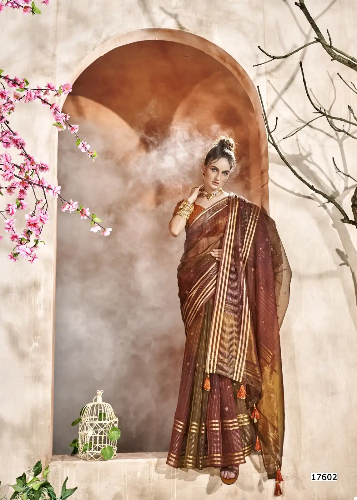 Triveni Climbing Organza Wholesale Sarees Catalog - Image 3