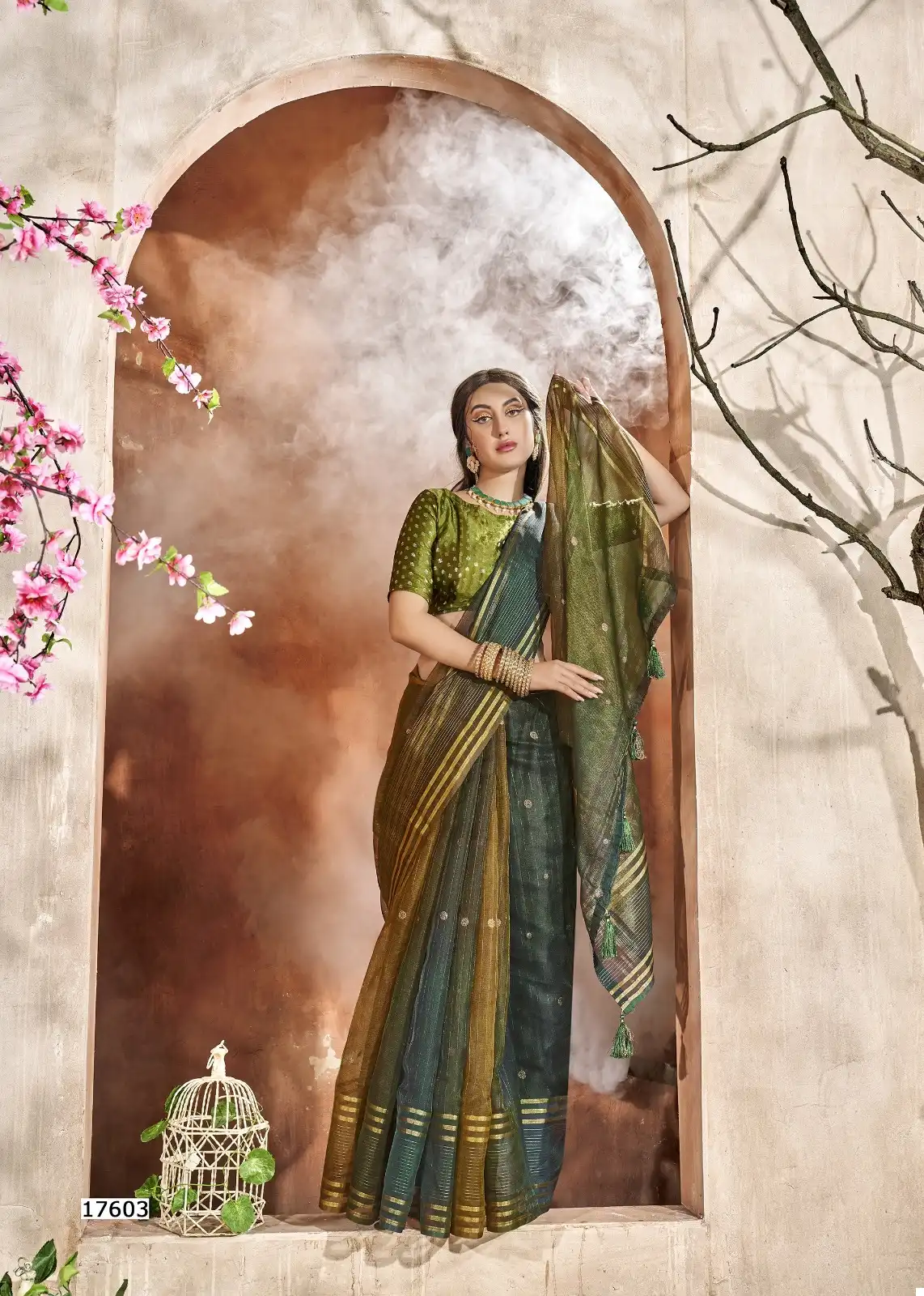 Triveni Climbing Organza Wholesale Sarees Catalog - Image 4