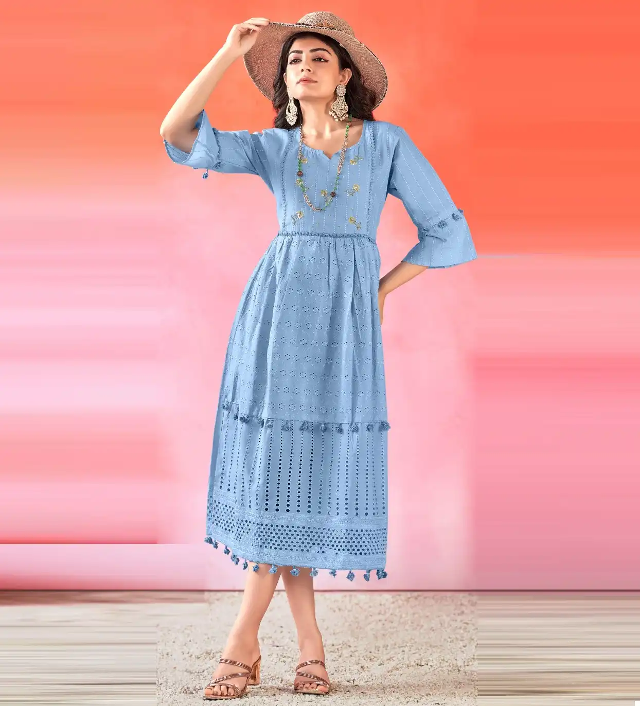 Tunic House Summer Star Cotton Wholesale Fancy Gown Catalog