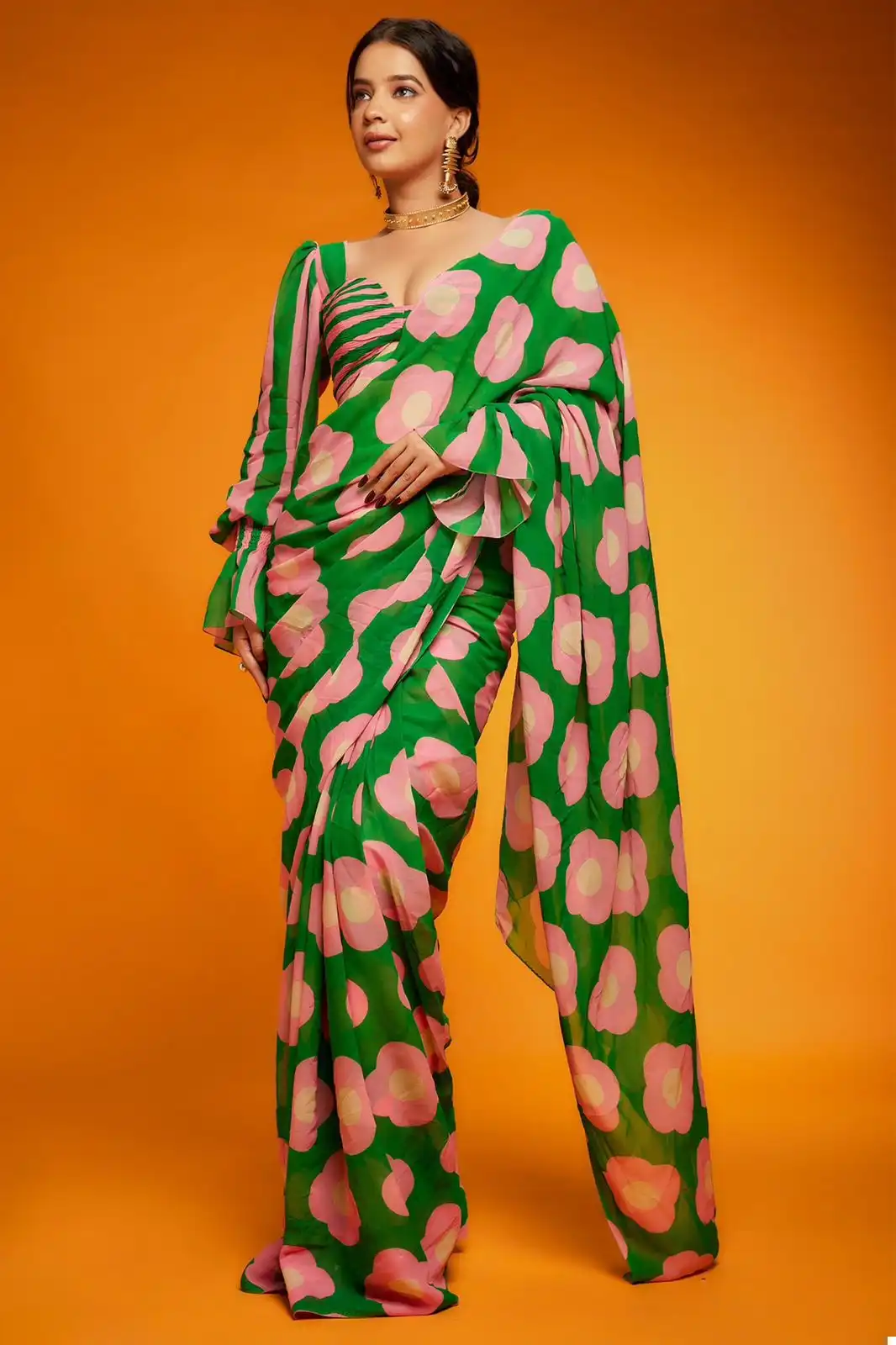 Vardan Ethnic Celebrity Inspired Soft Satin Wholesale Fancy Saree Catalog - Image 4