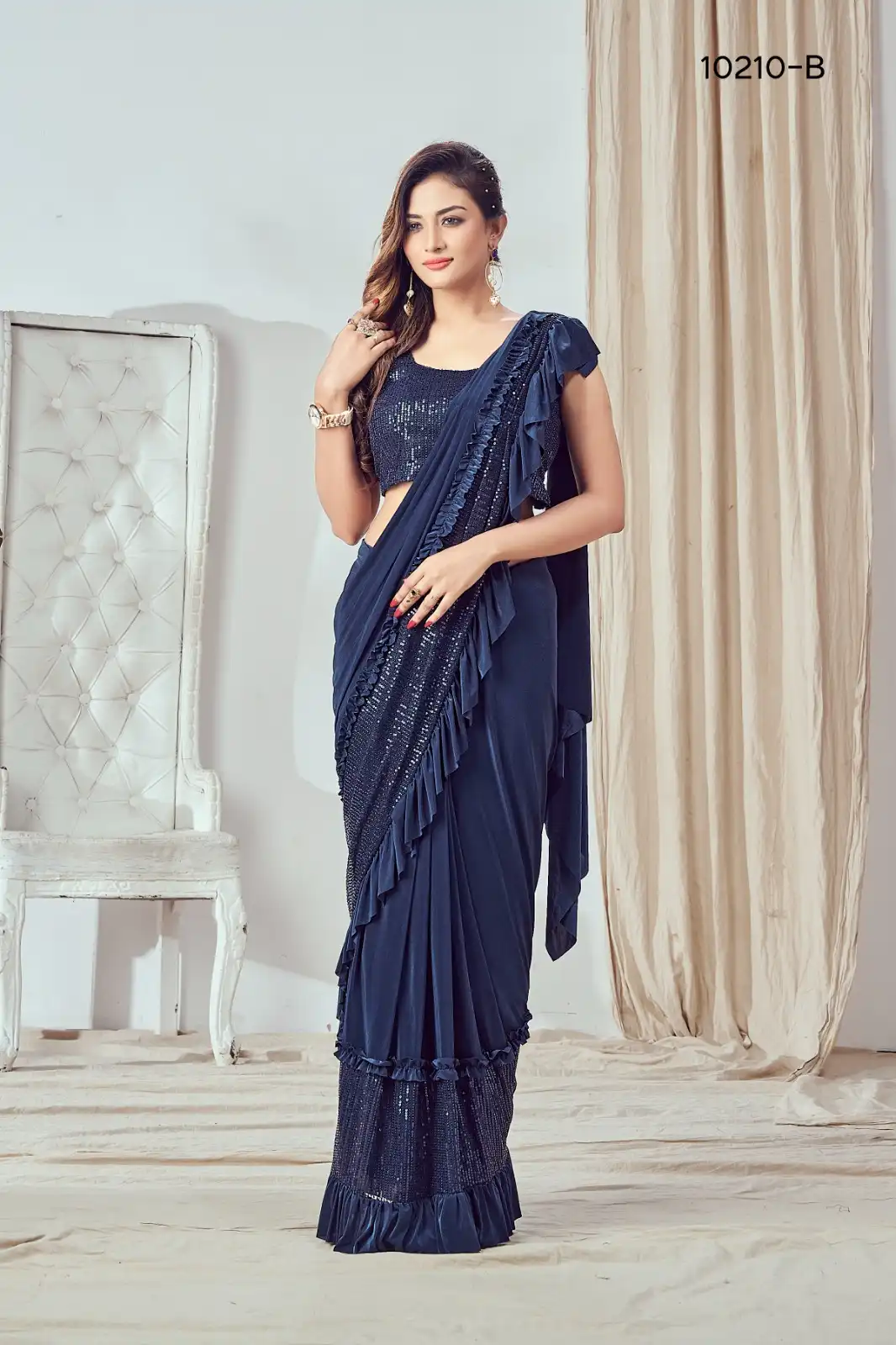 Amoha Design No 10210 Imported Wholesale Fancy Readymade Sarees Catalog - Image 4