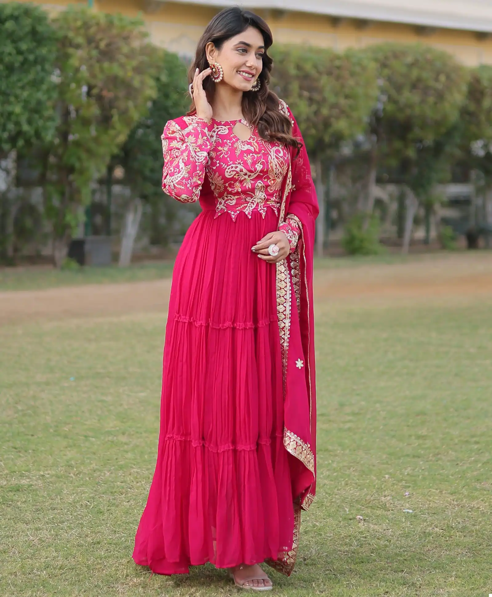 Vardan Ethnic Ka 1090 Faux Georgette Wholesale Designer Long Gown with Dupatta Catalog