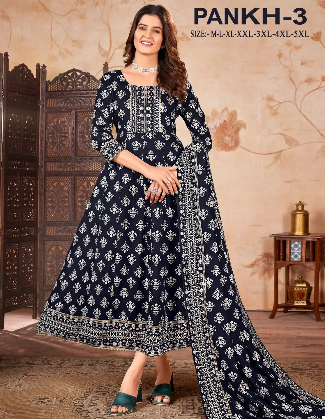 Vardan Ethnic Pankh 3 Heavy 14 Kg Wholesale Long Gown with Dupatta Catalog