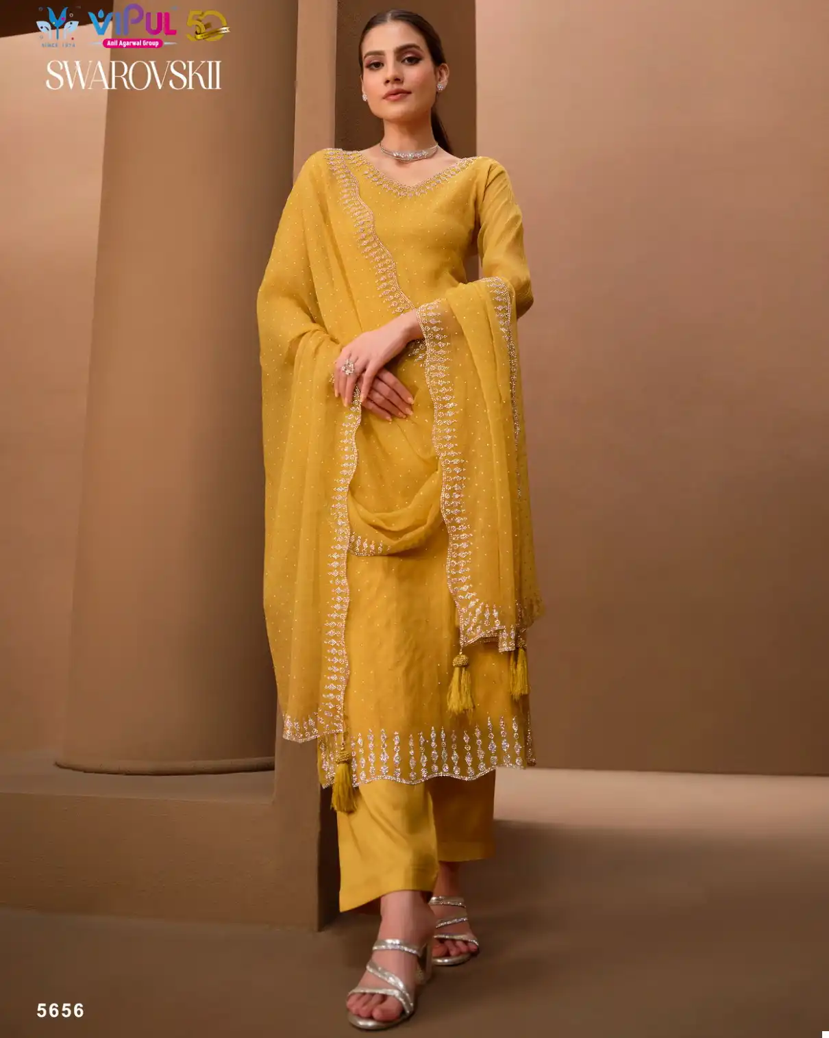 Vipul Swarovskii Organza Chiffon Wholesale Fancy Salwar Suit Catalog