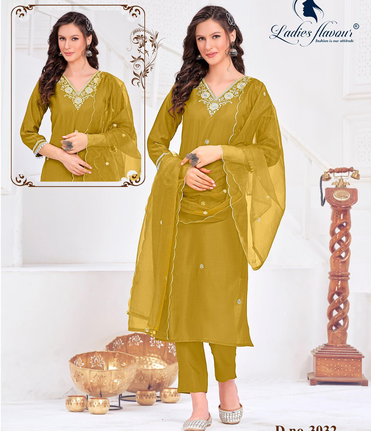 Ladies Flavour D.No 3032 & 3033 Soft Net Wholesale Readymade Salwar Suit Catalog