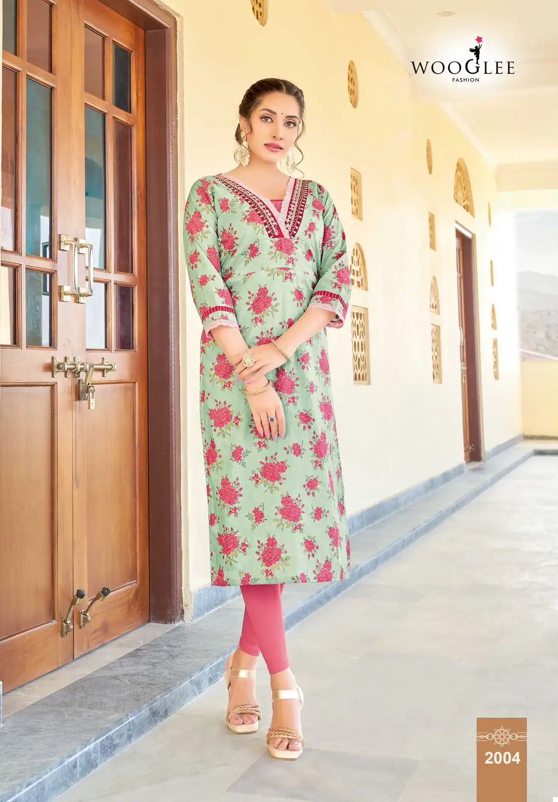 Wooglee Rutika Rayon Print Wholesale Fancy Kurtis Catalog - Image 4
