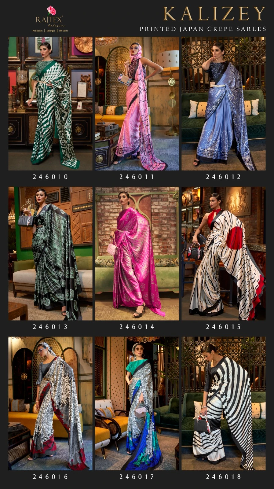 Rajtex 246000 Series Crape Satin Wholesale Fancy Sarees Catalog - Image 20