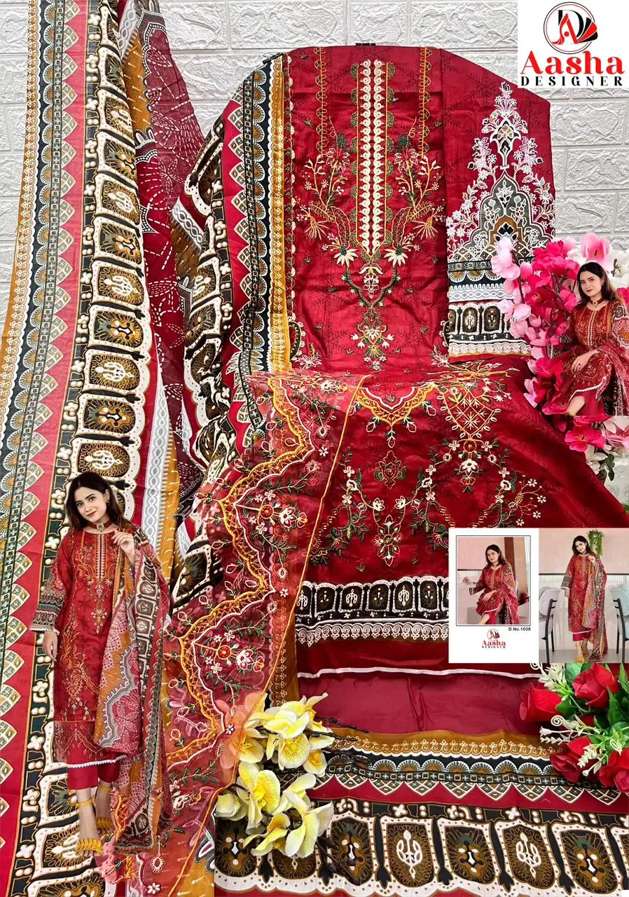 Aasha Designer 1065 Pure Cotton Wholesale Pakistani Salwar Suit Catalog - Image 5