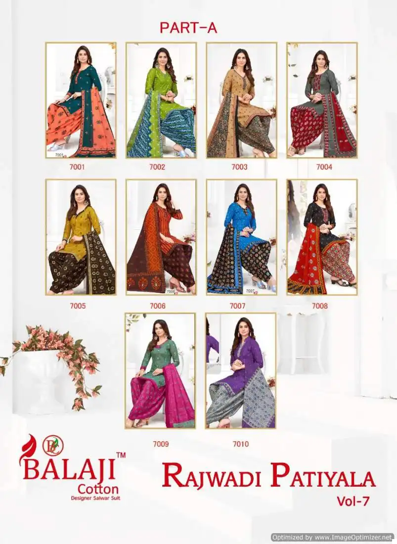 Balaji Rajwadi Patiyala Vol 7 Cotton Wholesale Salwar Suit Catalog - Image 14