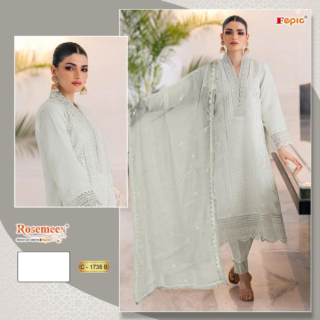 Fepic C 1738 Organza Wholesale Pakistani Salwar Suit Catalog - Image 3