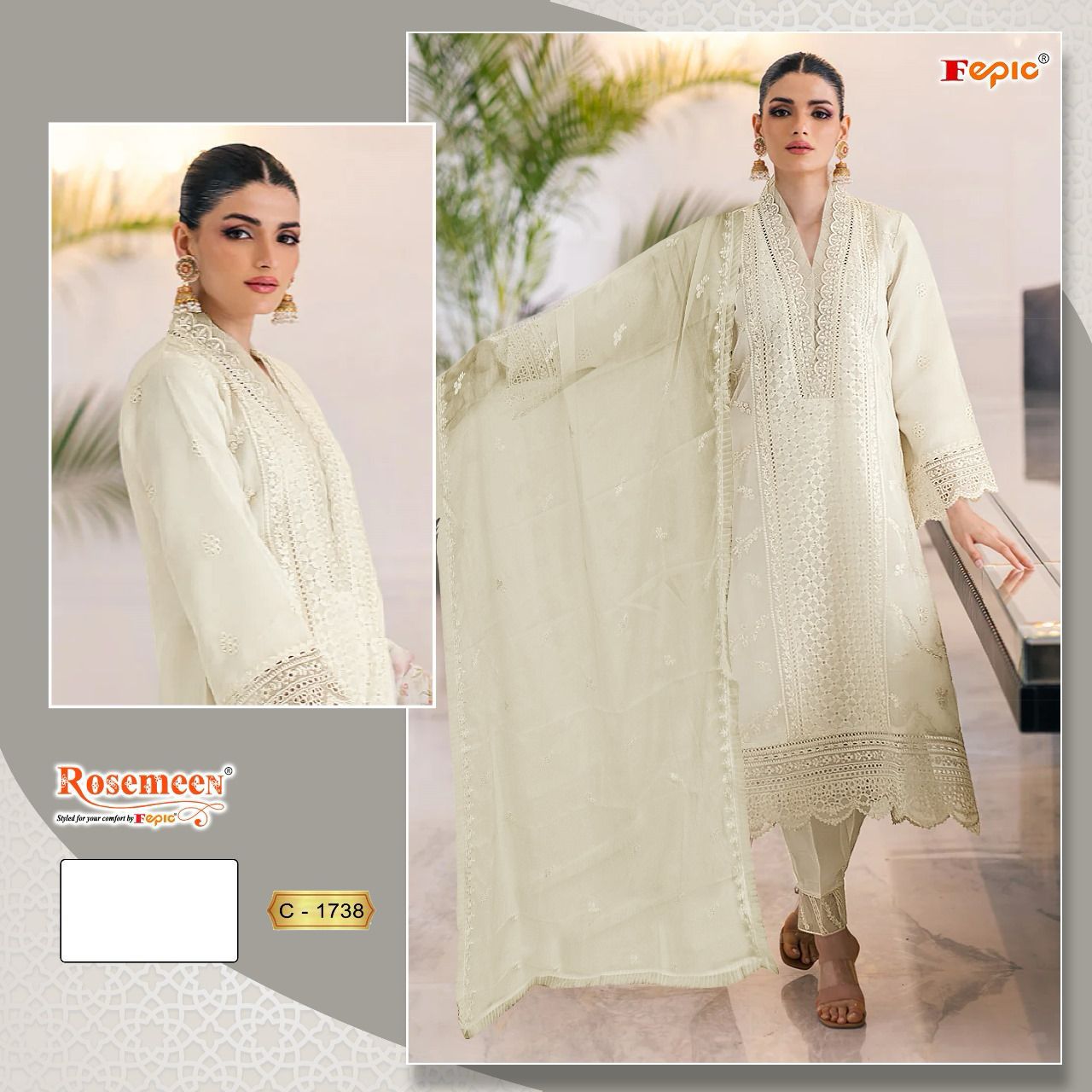 Fepic C 1738 Organza Wholesale Pakistani Salwar Suit Catalog - Image 4