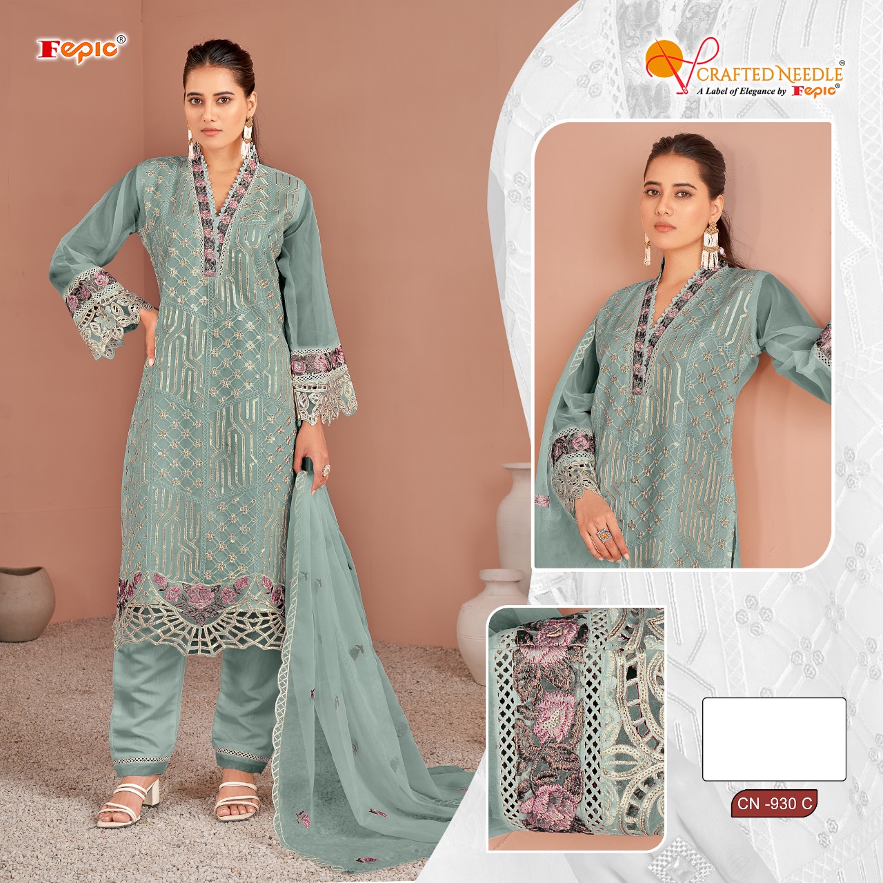 Fepic Cn 930 Organza Wholesale Pakistani Readymade Salwar Suit Catalog - Image 3