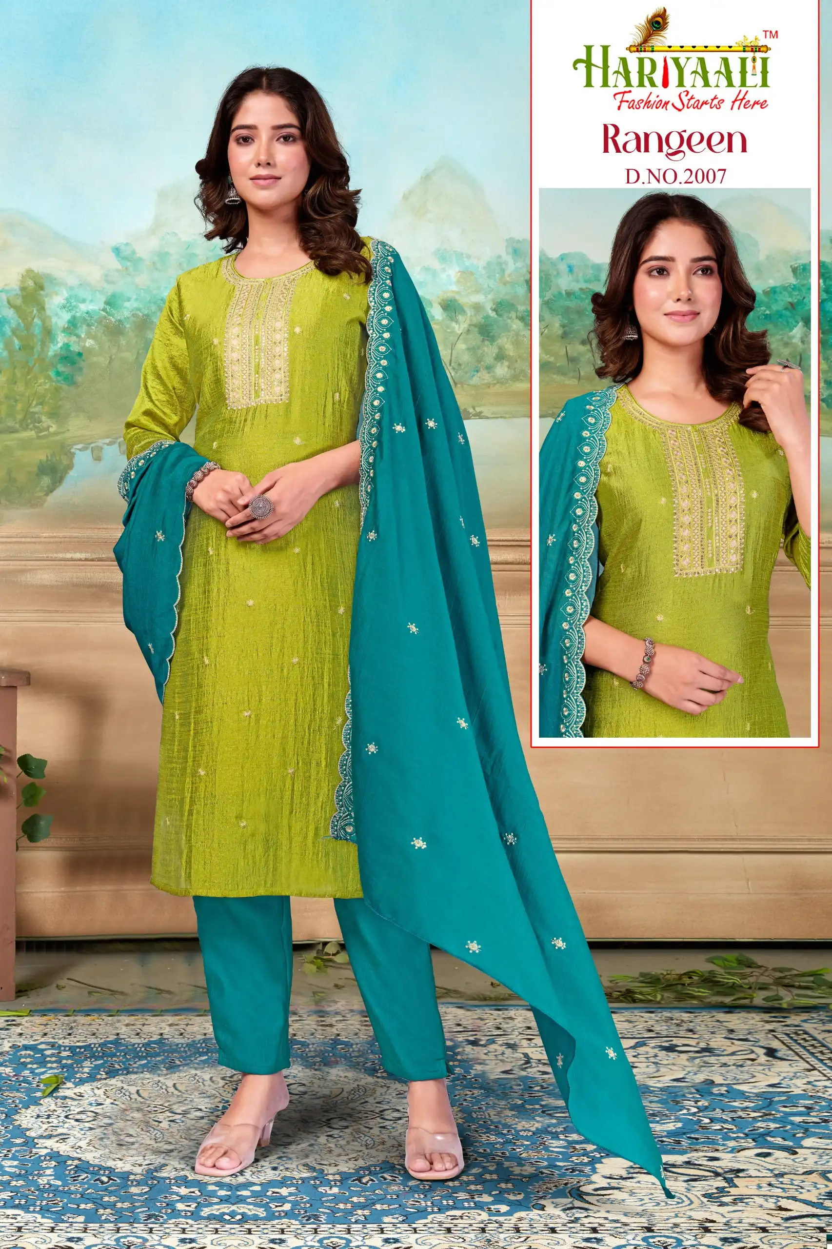 Hariyaali Rangeen Vichitra Silk Wholesale Readymade Salwar Suit Catalog - Image 3