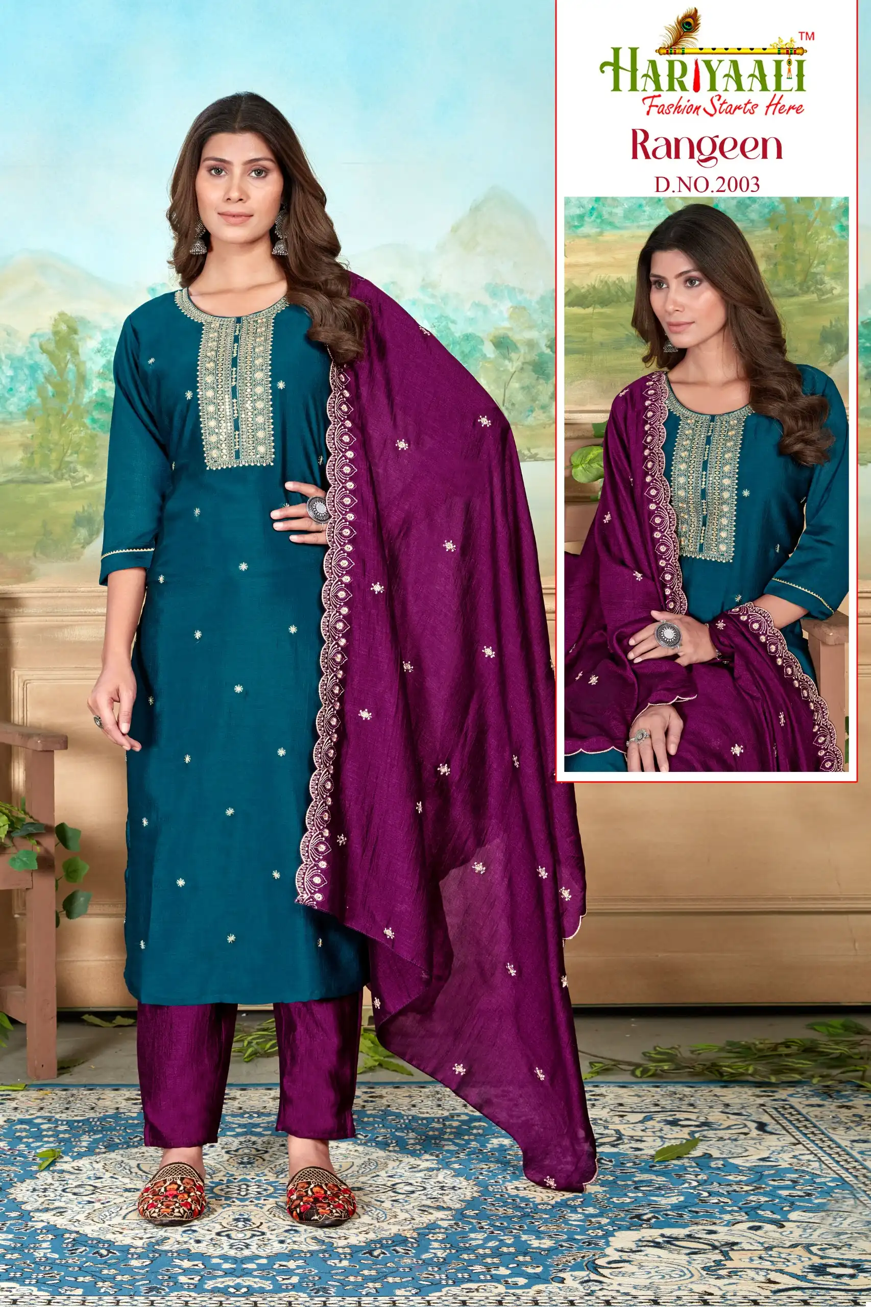 Hariyaali Rangeen Vichitra Silk Wholesale Readymade Salwar Suit Catalog - Image 4