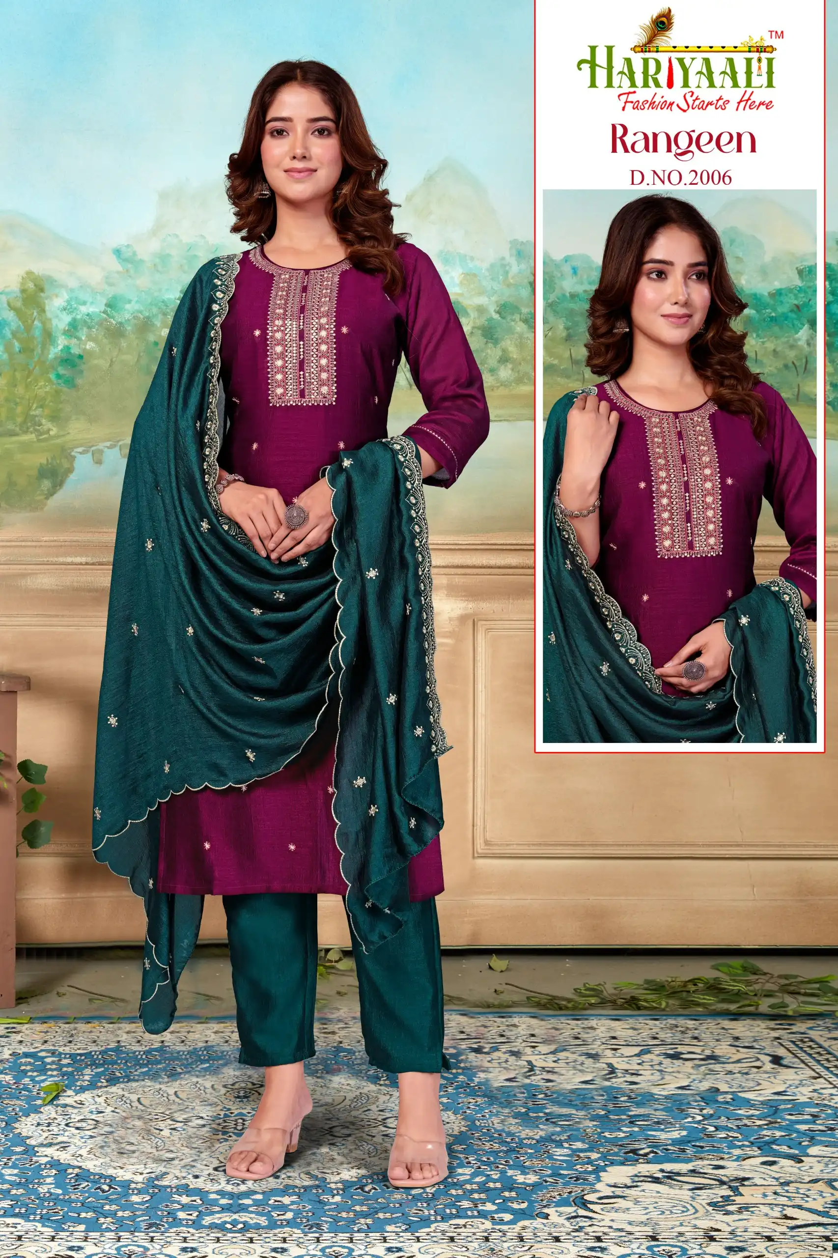 Hariyaali Rangeen Vichitra Silk Wholesale Readymade Salwar Suit Catalog - Image 5