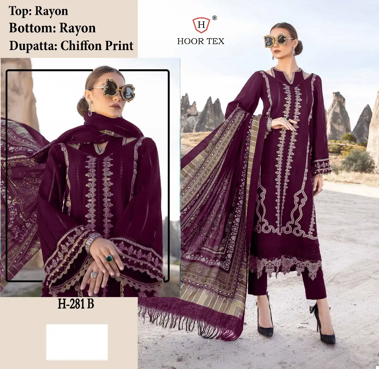 Hoor Tex H-281 A To D Heavy Rayon Wholesale Pakistani Catalog - Image 2