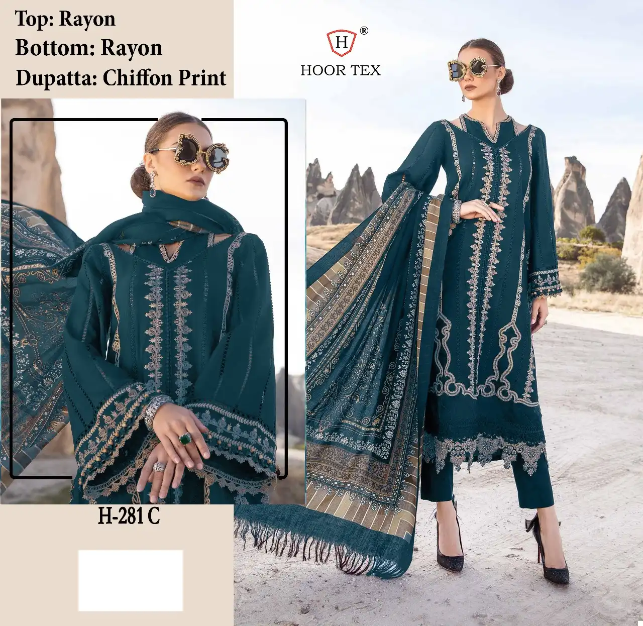 Hoor Tex H-281 A To D Heavy Rayon Wholesale Pakistani Catalog - Image 4