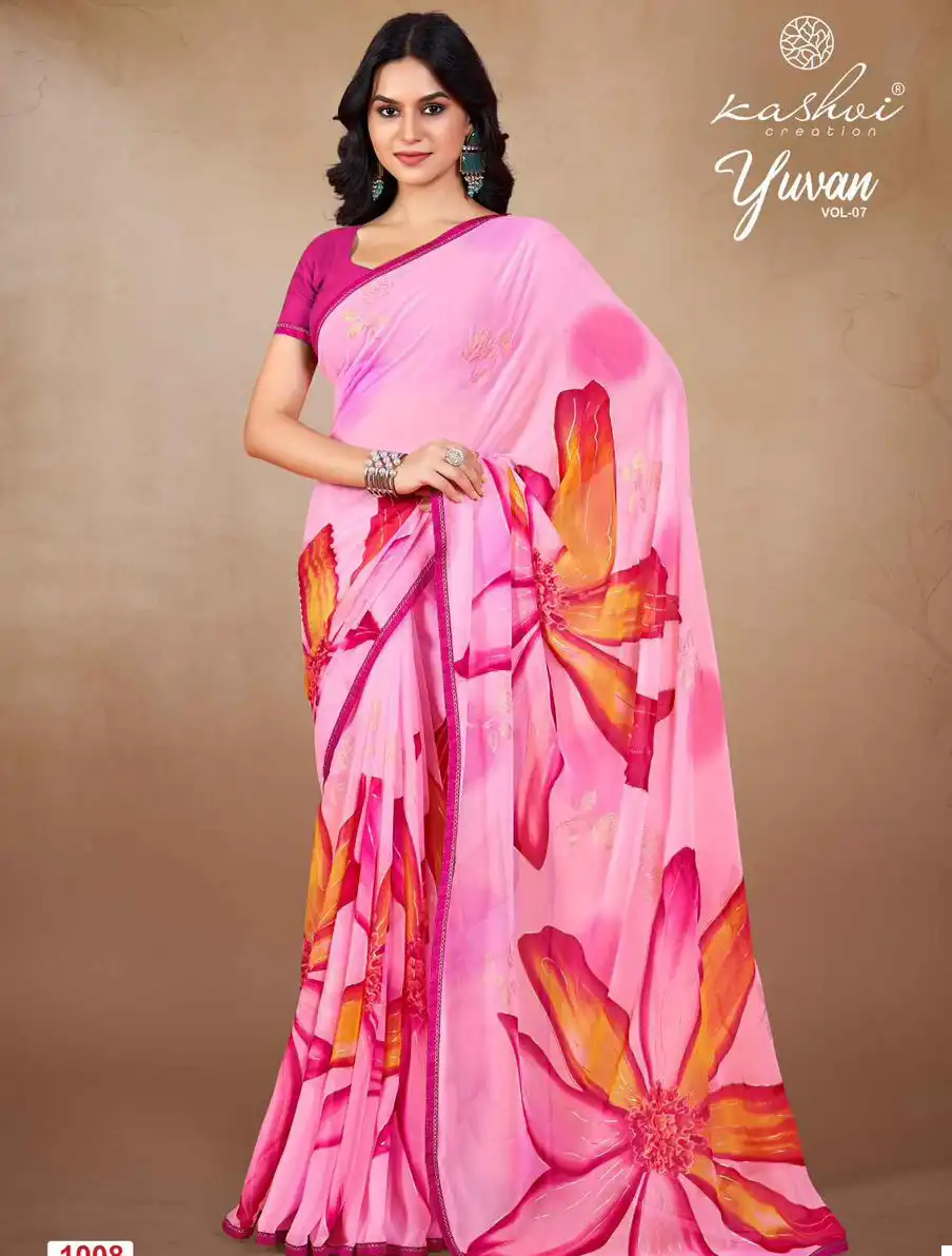 Kashvi Creation Yuvan Vol 7 Georgette Wholesale Fancy Sarees Catalog