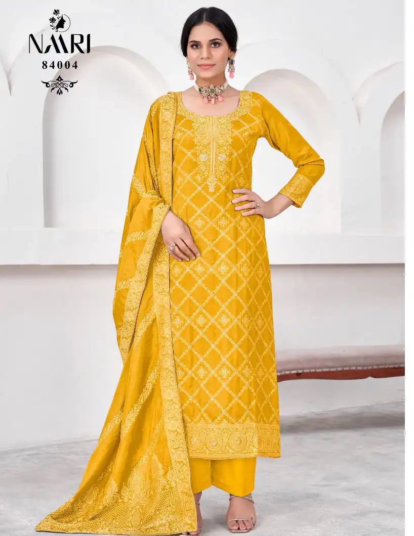 Naari Samaa Pure Muslin Jacquard Wholesale Fancy Salwar Suit Catalog