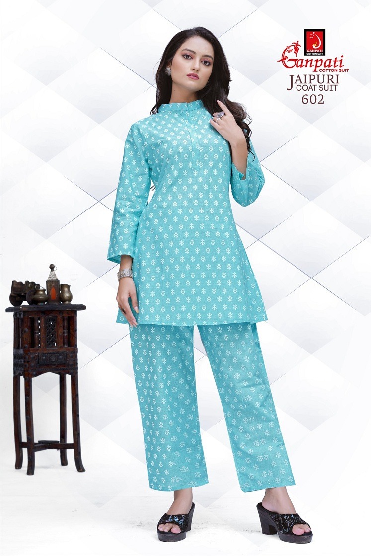 Ganpati Jaipuri Vol 6 Heavy Pure Cotton Wholesale Kurti with Pant Catalog - Image 2