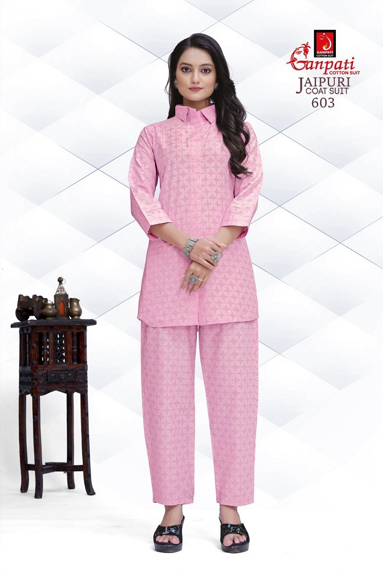 Ganpati Jaipuri Vol 6 Heavy Pure Cotton Wholesale Kurti with Pant Catalog - Image 5