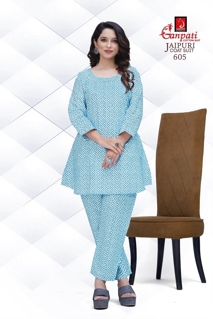 Ganpati Jaipuri Vol 6 Heavy Pure Cotton Wholesale Kurti with Pant Catalog - Image 6