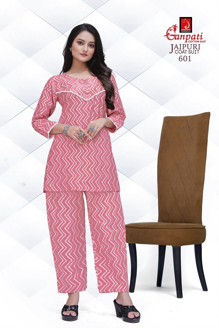 Ganpati Jaipuri Vol 6 Heavy Pure Cotton Wholesale Kurti with Pant Catalog - Image 7