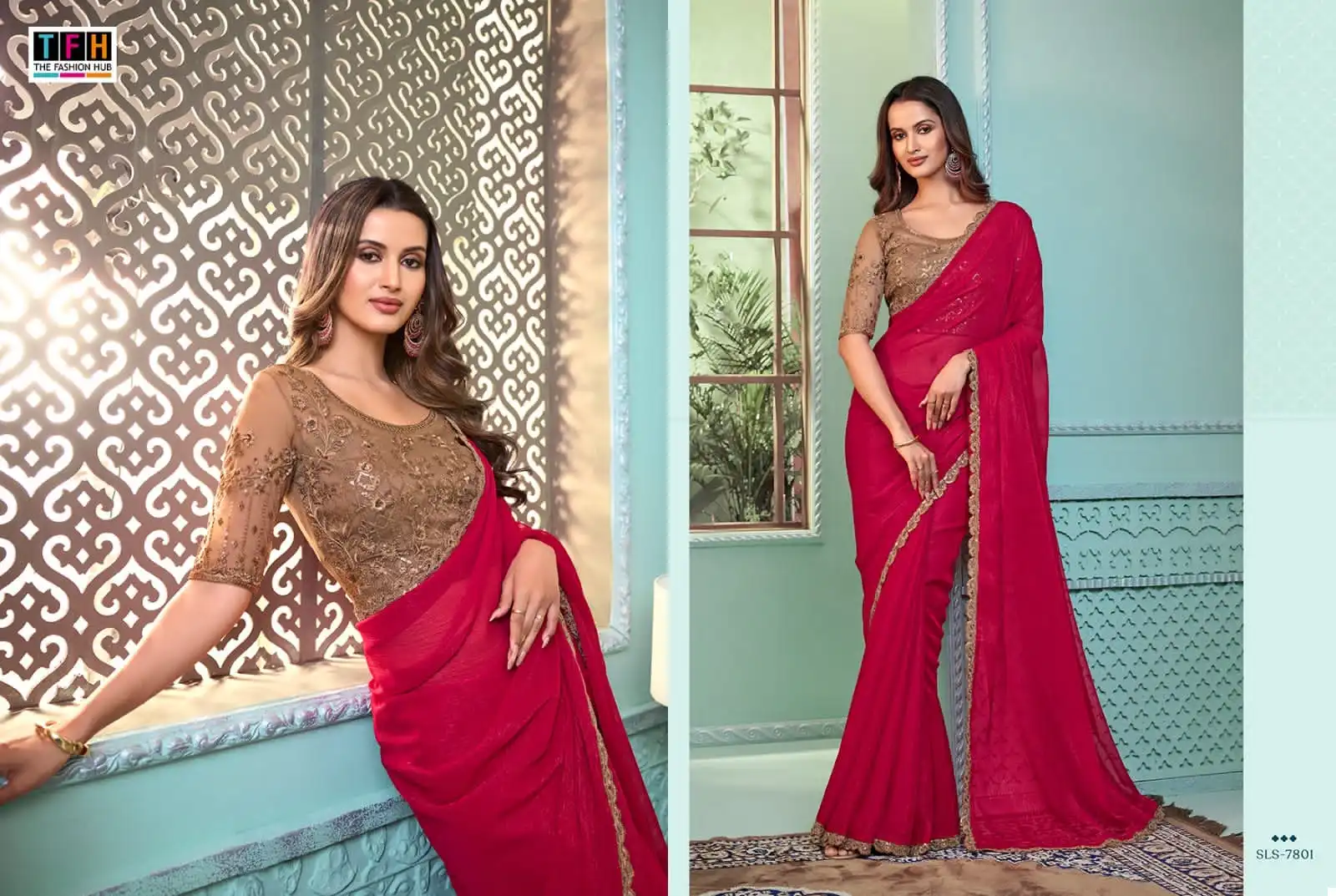 Tfh Salsa Style 3 Georgette Wholesale Designer Sarees Catalog - Image 3