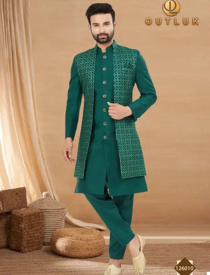 Outluk Premium Series Vol 126 Heavy Art Silk Wholesale Indo Western and Sherwani Catalog