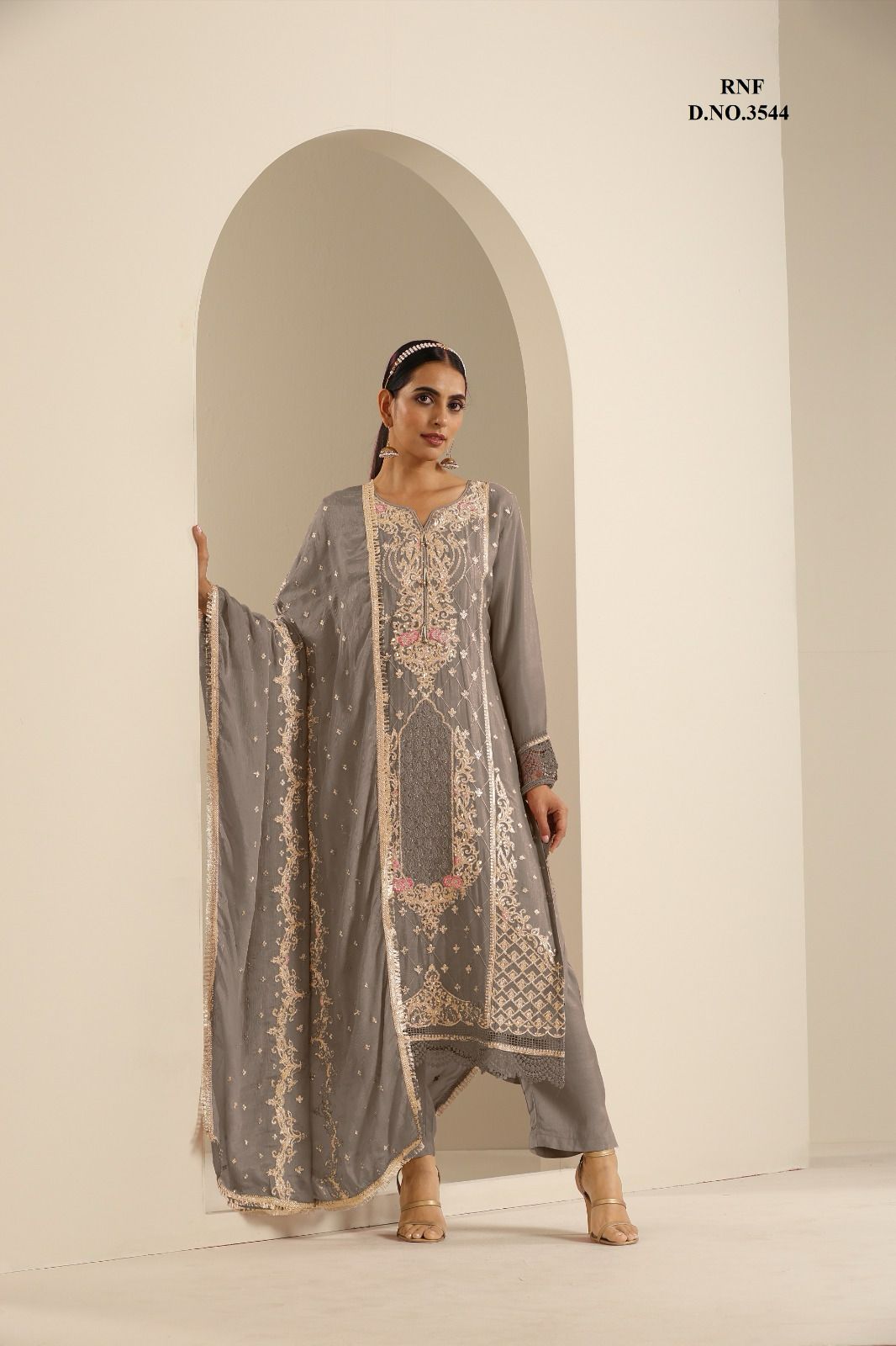 Renik Fashion Rnf 3544 Viscose Chinon Wholesale Readymade Salwar Suit Catalog - Image 2