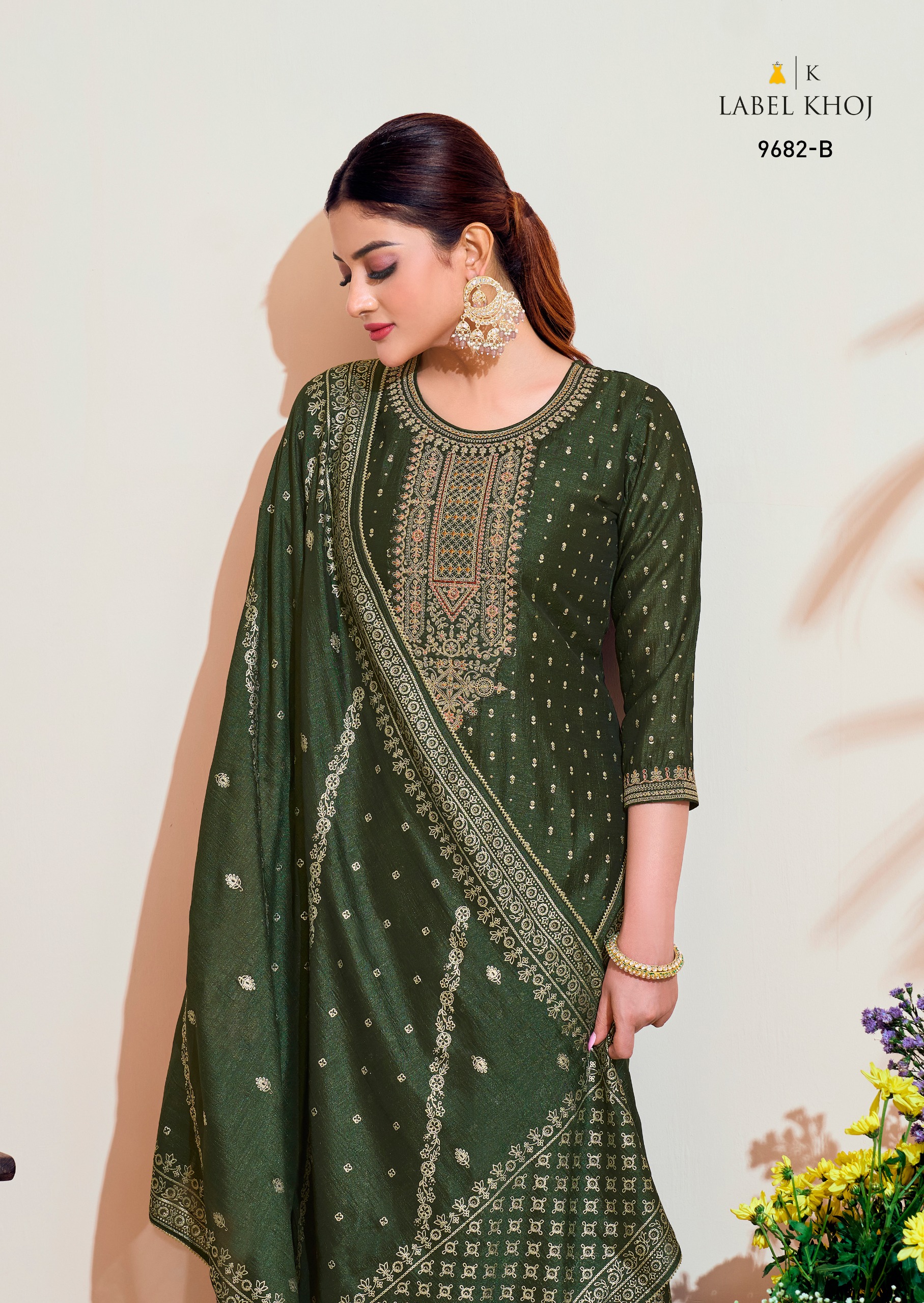 Fancy Readymade Vichitra Silk Top Bottom With Dupatta Collection - Image 11