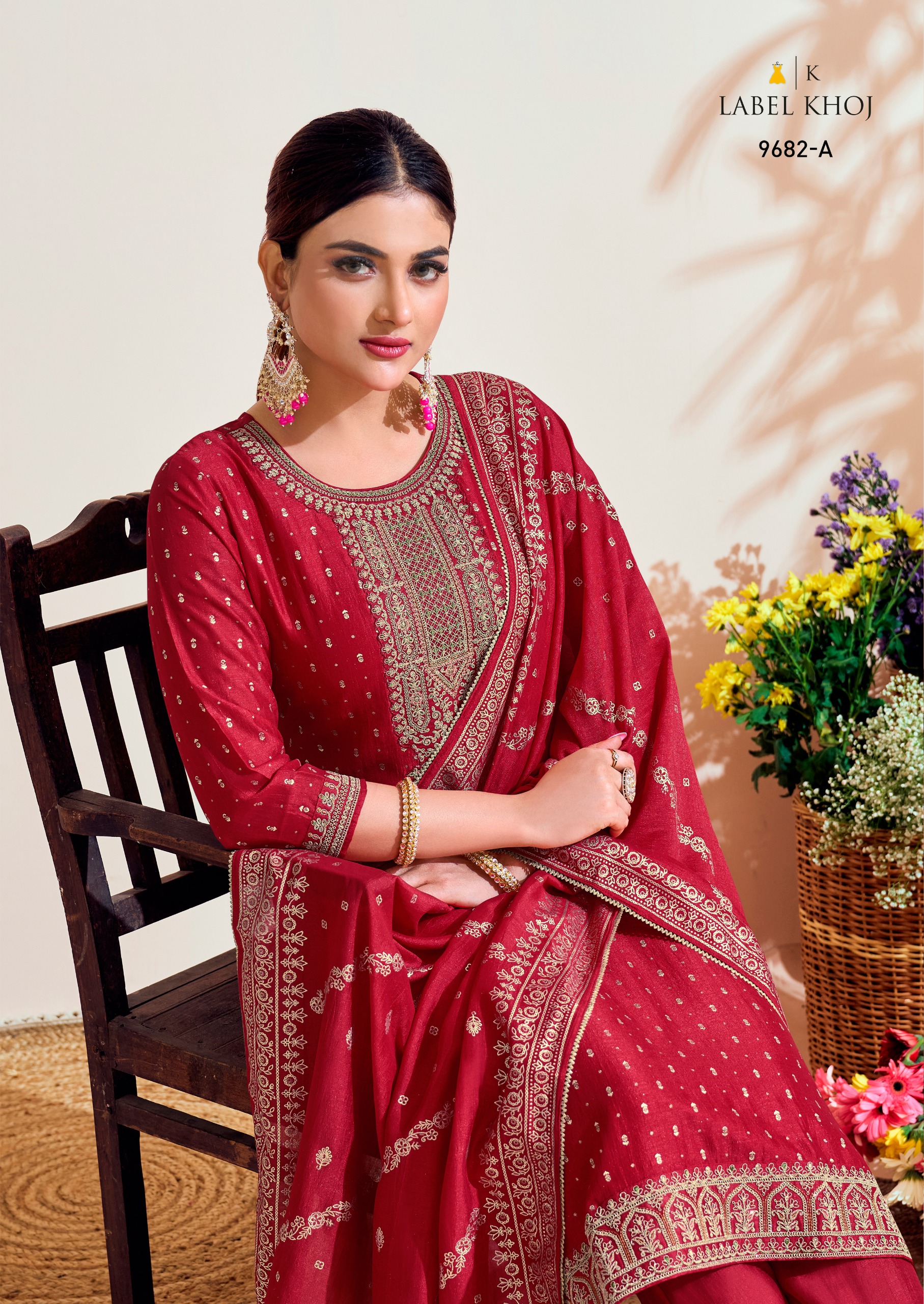 Fancy Readymade Vichitra Silk Top Bottom With Dupatta Collection - Image 4