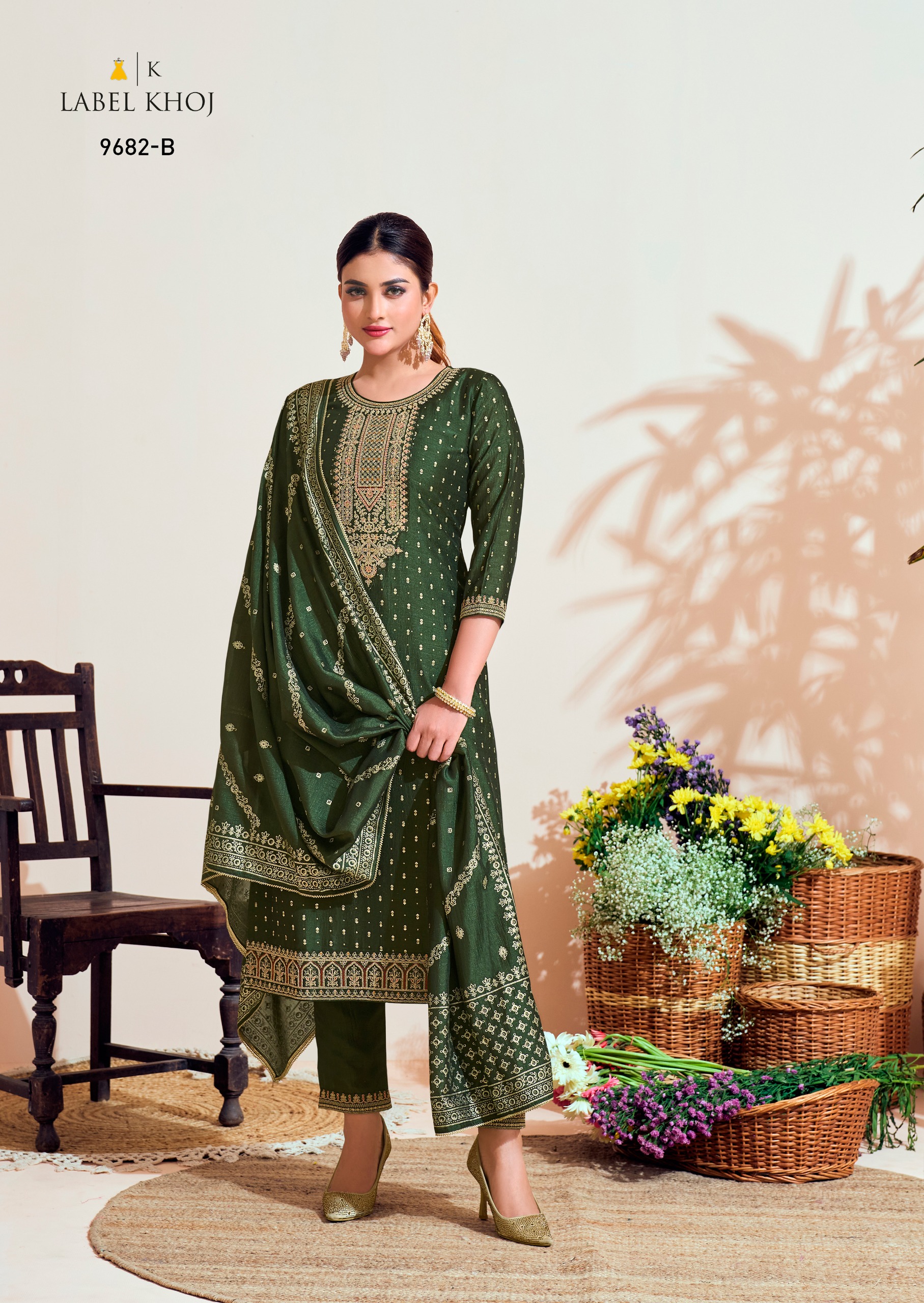 Fancy Readymade Vichitra Silk Top Bottom With Dupatta Collection - Image 2