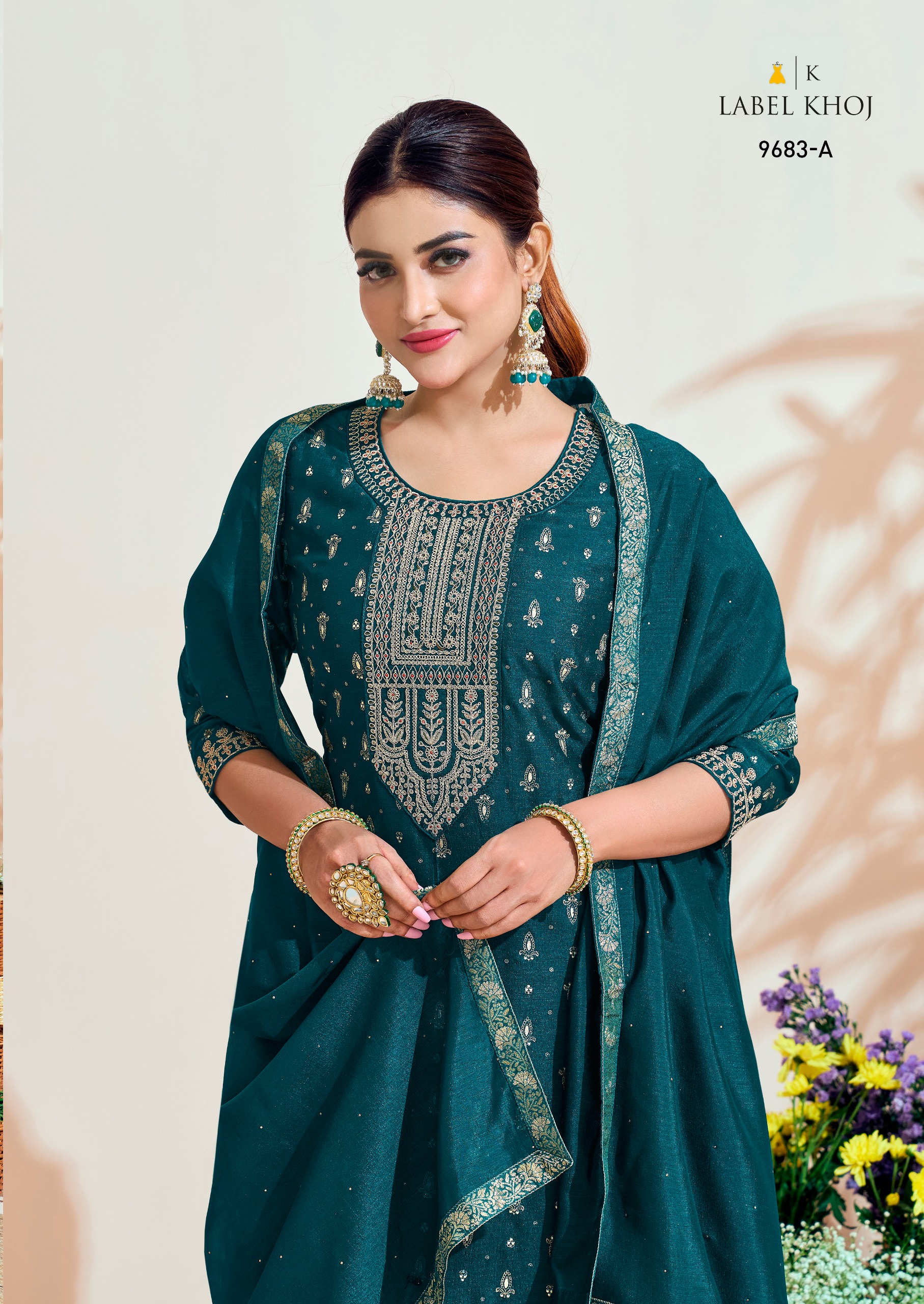 Fancy Readymade Vichitra Silk Top Bottom With Dupatta Collection - Image 10