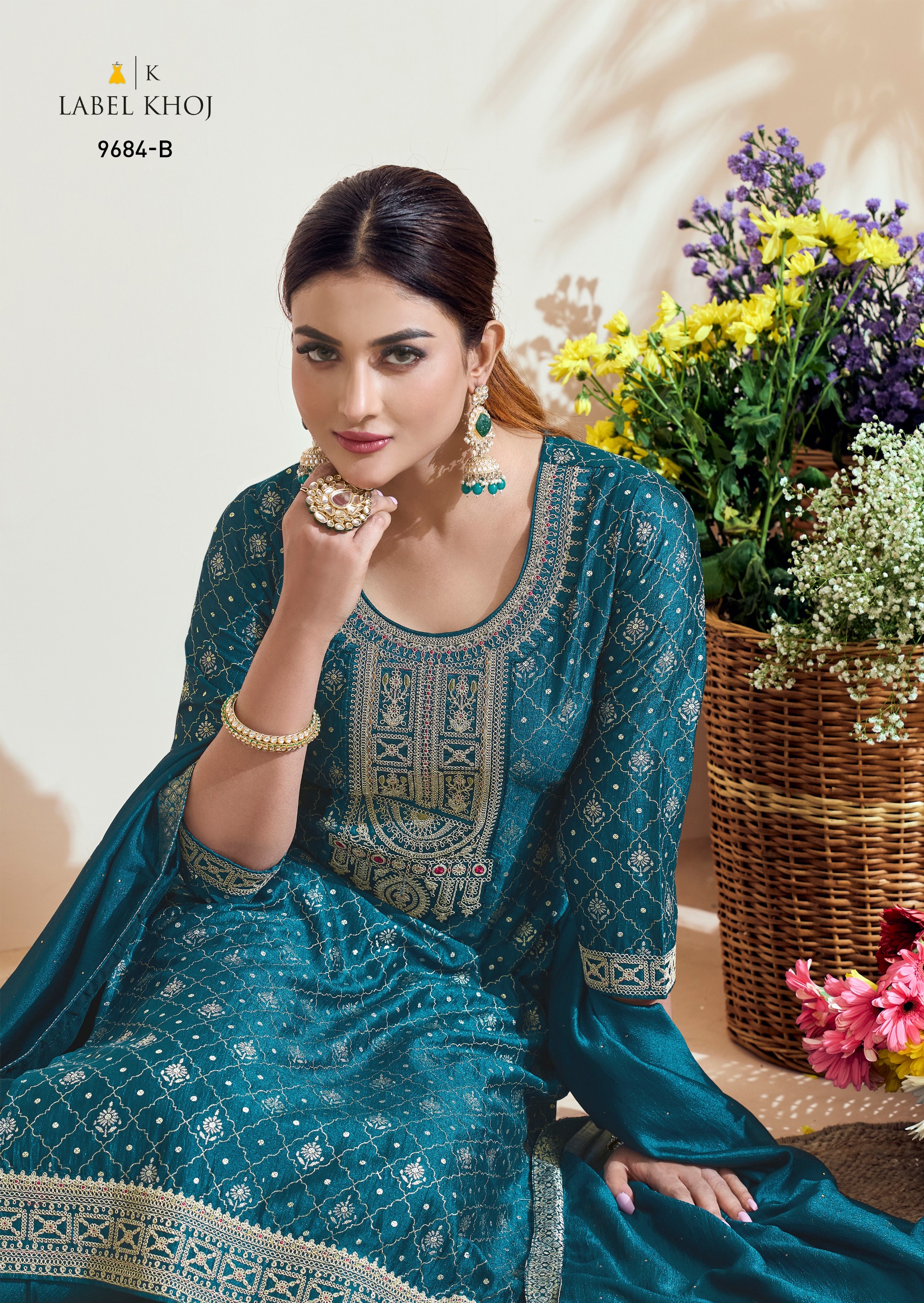 Fancy Readymade Vichitra Silk Top Bottom With Dupatta Collection - Image 6