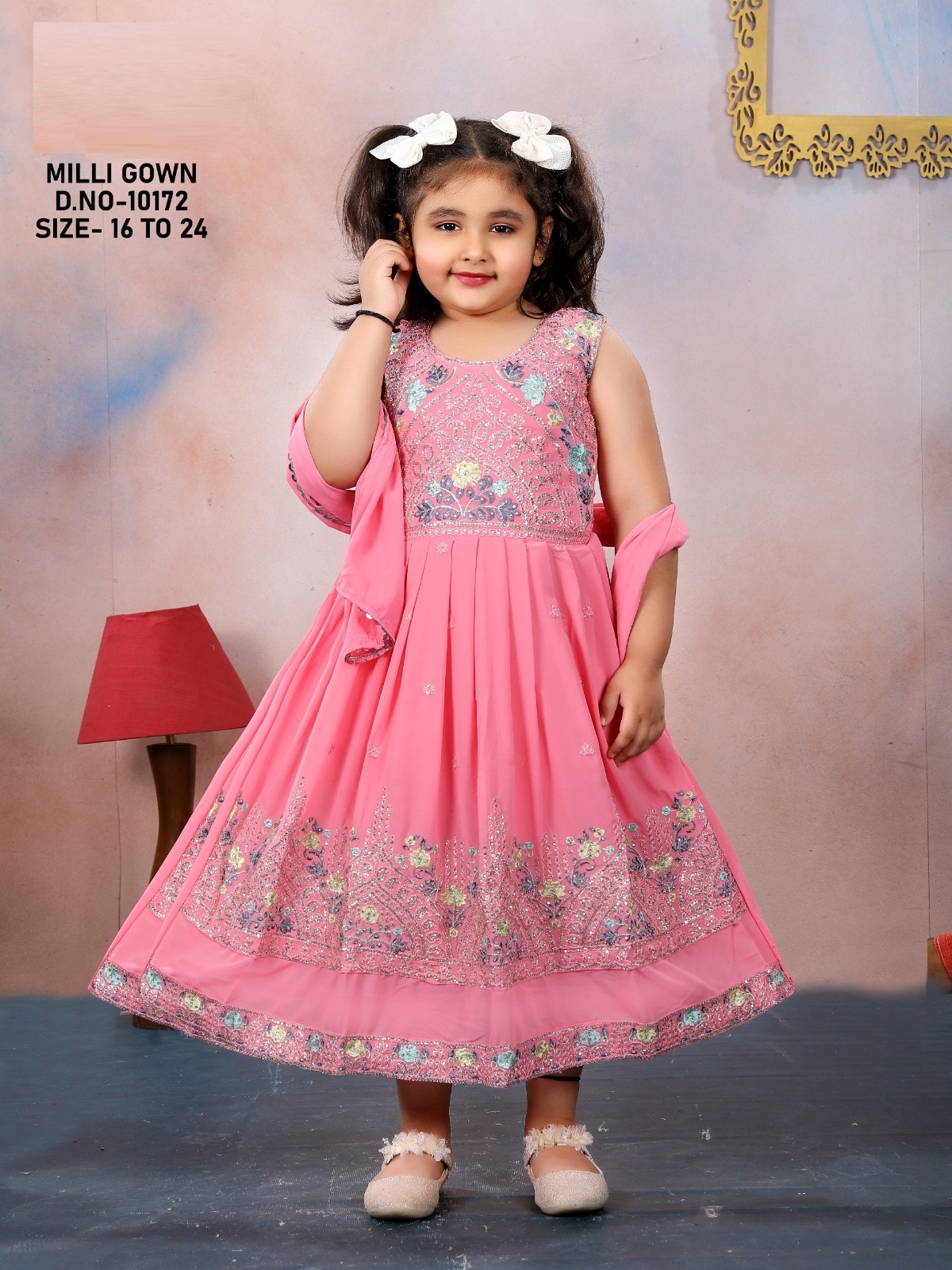 Milli Gown 10172 Georgette Fancy Kids Wear Wholesale Catalog