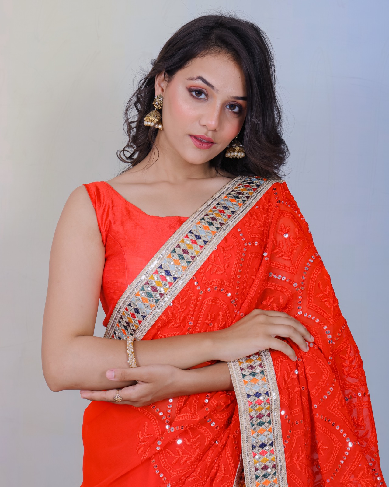 Kanchna Georgette Chikankari Work  Fancy Sarees