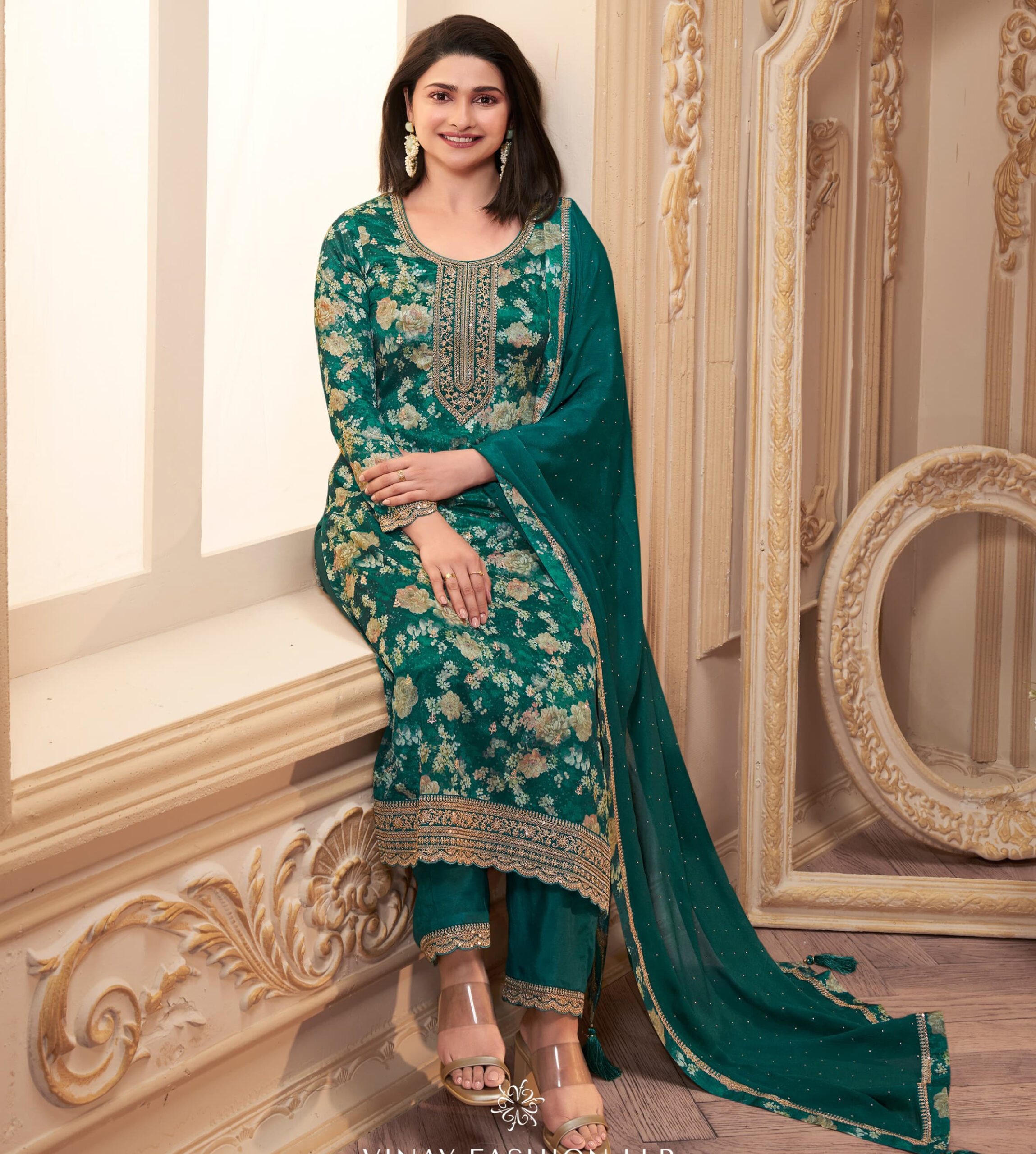 Vinay Kuleesh Pahal Chinon Digital Printed Salwar Kameez Wholesale Catalog