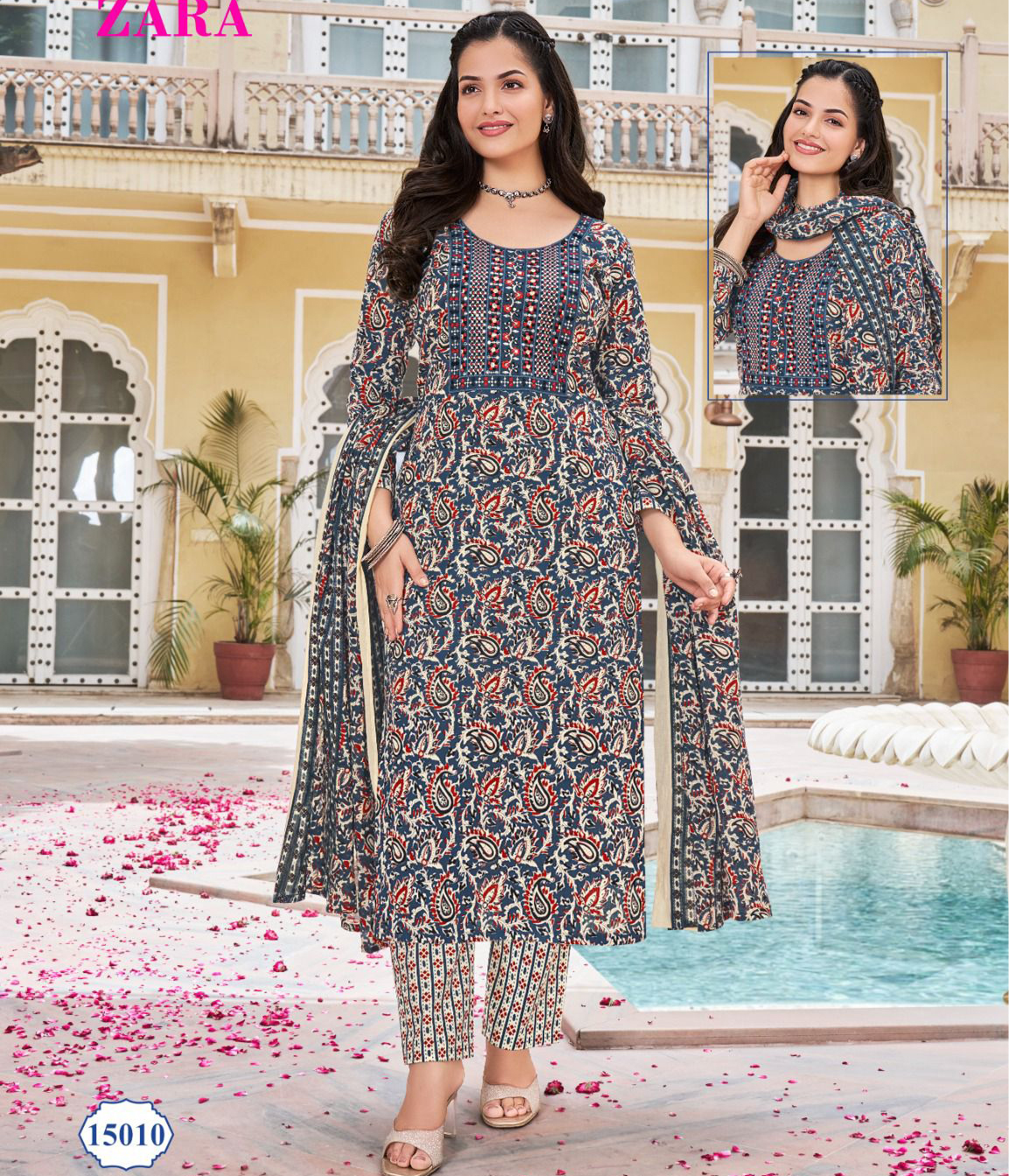 Kavya Zara Vol 15 Printed Cambric Cotton Wholesale Readymade Salwar Suit Catalog — Wholesale, Kavya wholesale from Surat — view 1